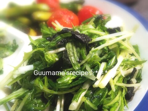 しょうが香る♡シャキシャキ食感♡水菜の海苔のサラダ